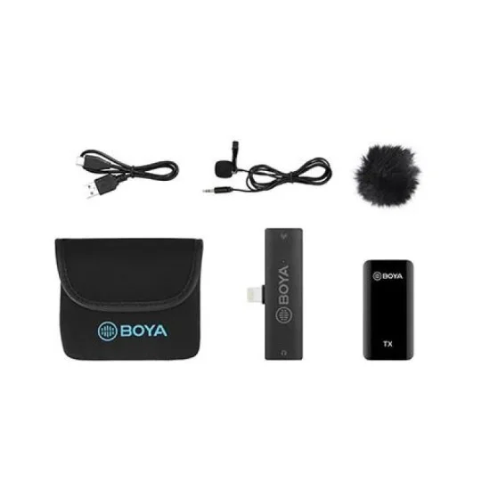 BOYA 2.4Ghz Wireless Microphone For Mobile Device, Pc, Tablet Etc (1Transmitter+1Receiver With Lightning  Jack)
